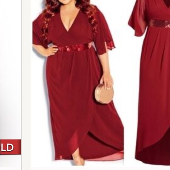 City chic maxi sequin wrap dress- 16-Ruby- NWT - Picture 1 of 9